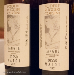 Langhe Rosso "Matot", an everyday red wine made from Dolcetto, Barbera and Nebbiolo. I noticed Dolcetto in the aroma with Nebbiolo tannins in the taste