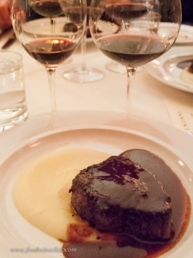 Beef tenderloin with Nebbiolo glaze and parsnips, served with Barolo "Bussia" aged in a combination of barrique and botte for 30 months