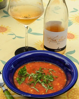 1st course at dinner let us finish up the rosato with gazpacho.