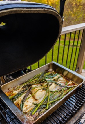 This recipe is designed for the oven, but why pass up a chance to light a fire and cook outside?