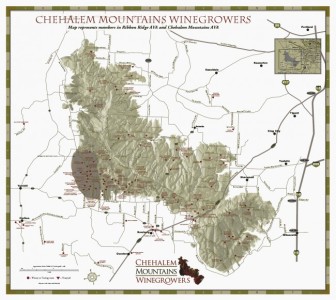Chehelam Mountains AVA, inside Willamette Valley AVA. Ribbon Ridge AVA is the dark spot on the bottom left corner. Map courtesy of Chehelam Mountains Winegrowers