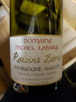 Lafarge - Aligoté Raisins Dorés top example. They take big pride in this cuvée despite its humble status, it's one of the domaines calling cards.